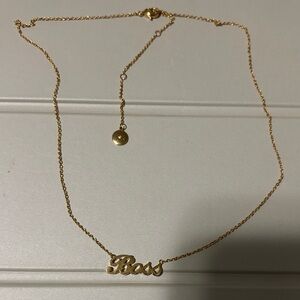 Stella & Dot Gold Script Necklace